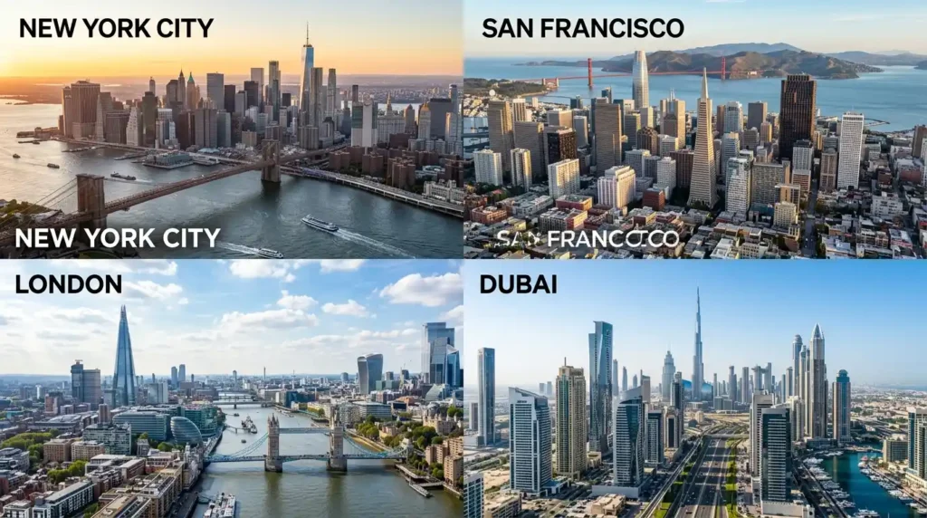 Major cities where architects earn higher salaries including New York and San Francisco
