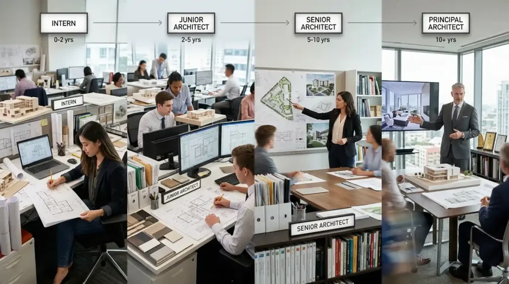 Architect career progression from entry-level architect to principal architect